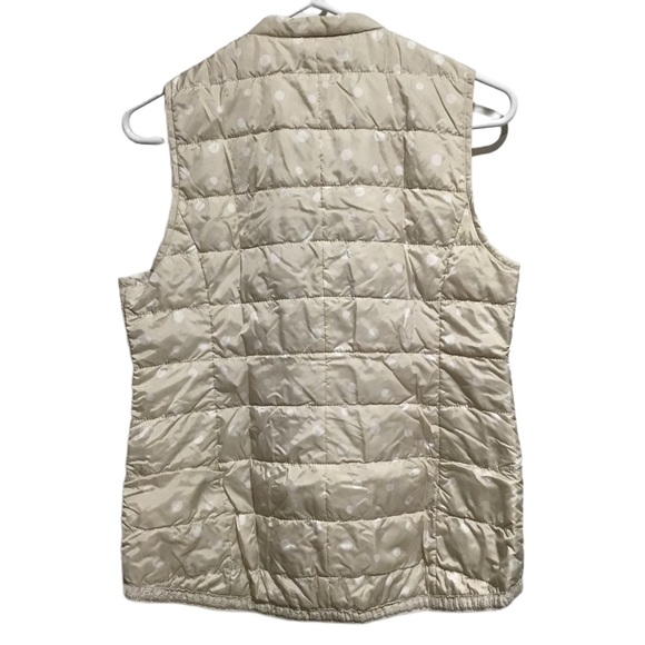 Chico’s Polka-Dot Puffer Vest Beige Full Zip - Picture 2 of 9